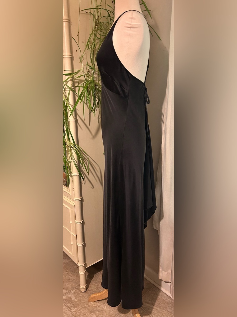 Victoria Secret silk maxi slip dress beaded drape back vintage medium - Picture 3 of 15